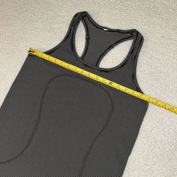 Lululemon Womens Swiftly Tank Top Black White Stripes Size 10 EUC - Picture 7 of 9